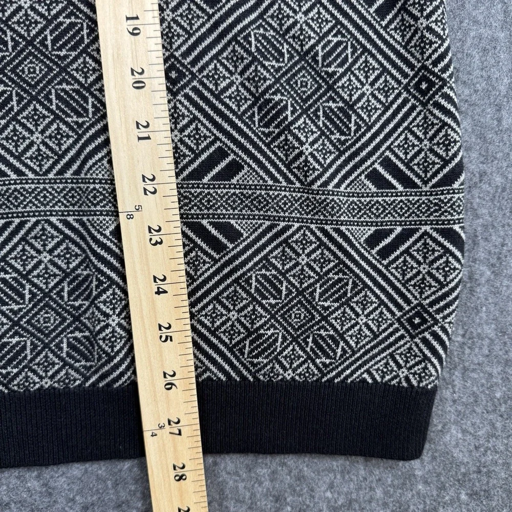 Alex Cannon Men's Large Black White Geometric Sweater Silk Cotton Crewneck